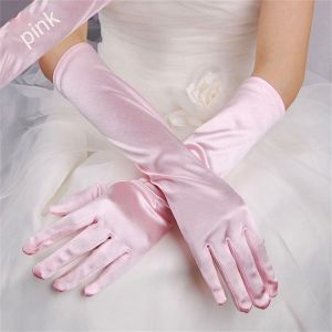 DOWNA Women Adult Evening Party Bridal Wrist Stretch Satin Prom Costume Accessories Wedding Gloves Finger Long Gloves