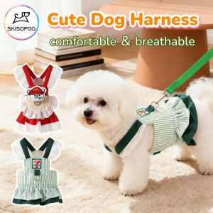 SKISOPGO Pet Harness and Leash Set Cute Soft Cat Vest Clothes with Breathable Mesh Adjustable Pet Chest Strap
