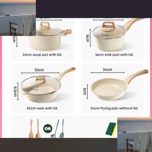10pcs Granite Rock Cookware Set Non Stick Frying Pan Set Induction Cookware Set for All Stoves NO PFAS/PTFE/PFOA