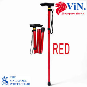 WS-06 Aluminum Cane + 5 Section Adjustable + Foldable + Anti-Slip + Silky Safety Strap