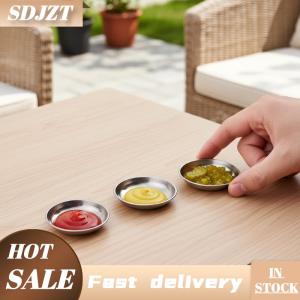 SDJZT Đa năng 9cm thép không gỉ ngâm bát tròn gia vị món ăn cho Đảng Platter bên nước Sốt Salad Dressing Sushi bữa ăn 5/10pcs