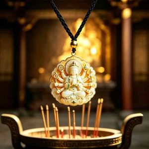 Fortune and Good Luck Keychain Gift 已开光 招财钥匙扣礼物 千手观音菩萨吊坠项链珐琅彩八臂持法器护佑平安精致佛系伴手礼物