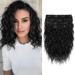 GAMNGFYE 4PCS 12 Inch Clip in Hair Extensions Body Wave Double Weft Short Curly Wavy Hair Multi Color Ponytails Invisible Thick Hairpieces for Women