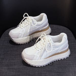 [Free Shipping] WomenS Thick-Soled Sneakers 2026 Autumn New Collection Anker Red Round Toe Color-Block Design Casual And Fashionable