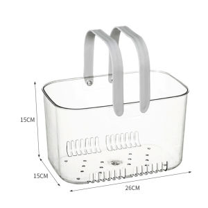 COD Shower Plastic Storage Baskets With Handle Transparent Organizer Basket Bins For Home Bathroom