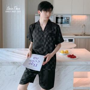 Đồ ngủ nam pijama mặc nhà lụa đen vải lụa - Since Then