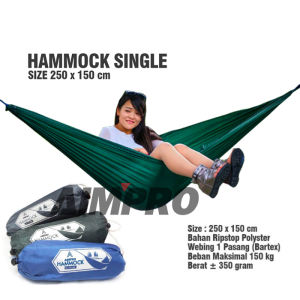 AIMPRO Hammock Single Size 250x150 cm Full Bartex - Ayunan Gantung Dewasa Besar COD - Hamock Tebal Murah - Kasur Tempat Tidur Gantung Camping Outdoor - hamok - hemok - hanmock - Hamuk