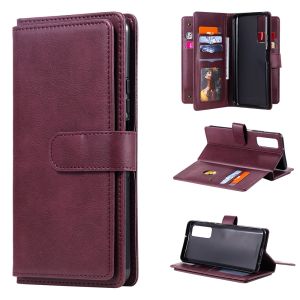 เคสเคสแบบพับปิดได้ป้องกัน10ช่องเสียบบัตรสำหรับ Huawei Y7A Y6P เคสโทรศัพท์แม่เหล็กกระเป๋าสตางค์หนัง