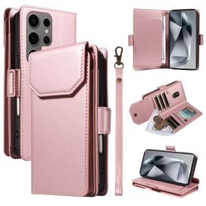 Leather Flip Case For Samsung Galaxy S25 Ultra S24 FE S23 Ultra S24 Plus S22 Ultra S25 Plus S23 Plus S24 Ultra S22+ S21 S20 Ultra S23 FE 5G Multi-Funct Wallet Card Phone Cover