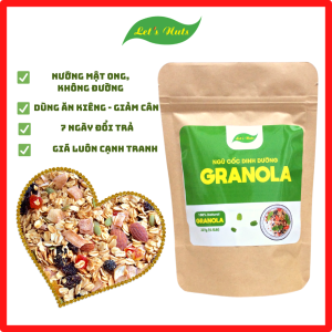 [HCM]Ngũ cốc ăn kiêng Granola Lets Nuts túi 227g làm từ yến mạch mật ong hạnh nhân nho khô bí xanh hạt điều dừa thạch giúp giảm cânăn vặt bổ sung dinh dưỡng