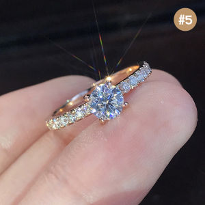 🔥C.three Ready Stock S925 Silver Gold Plated Imitation Diamond Ring Promise Ring Fashion Crystal Engagement Ring Wedding Korean Jewelry