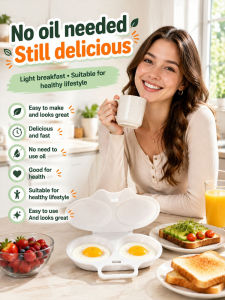 ✨Microwave Egg Steamer Box/Egg Steamer Tool/Egg Box/Egg Steamer Fast Heating/No Need For Stove/Avoid Overheated Microwave/Double Partition/Recipe Cooking/Stainless Steel/Plastic【零失败米其林级别】微波炉耐热双格蒸蛋盒