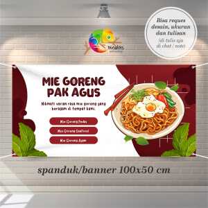 Cetak Spanduk Banner  Mie Goreng Ilustrasi Merah Dan Putih