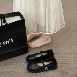 French Mary Jane Womens Shoes Summer Square Toe Shallow Evening Style Flat Shoes Leather Shoes