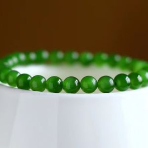 Montagne Jewelry Natural 6mm Top Grade Green Jade Bracelets Elegant Fashion Jewellery bracelet