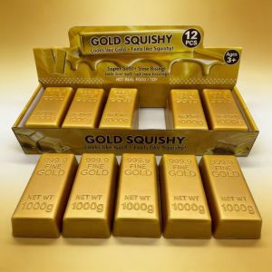 Simulation Gold Brick Squishy Toy Slow Rebound PU Simulation Decompression Gold Bar Decoration Decompression Toy