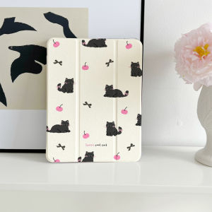 เคสไอแพด Air4 Air5 10.9 Air6 11 Air7 Gen11 ซิลิก้าเจล พร้อมถาดใส่ปากกา Sweet Cool Cat เคส iPad gen9 gen8 gen7 10.2 pro11 2024 MINI7