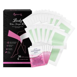 Beauty7 Body Wax Strips Ready to Use Waxing Strip Facial Hair Removal Arms Legs Bikini Hair Removal 36 Strips 6 Calming Oil for All Skin Types Women