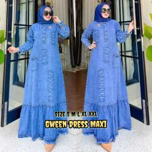 GAMIS JEANS BUSUI MODEL TERBARU // PAKAIAN WANITA MEWAH DAN KEKINIAN // GAMIS JEANS BUSUI JUMBO // GWEN MAXY