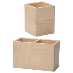 SIQIN มัลติฟังก์ชั่ ทำจากไม้ ที่ใส่ปากกา ที่เก็บรีโมทคอนโทรล ที่จัดระเบียบโต๊ะทำงาน กล่องใส่ปากกา ที่ใส่ปากกา กล่องเก็บของบนโต๊ะ ที่จัดระเบียบเครื่องเขียน ตัวจัดระเบียบตาราง1/2