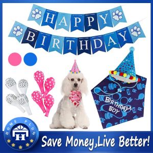 【Local delivery】 Pet Birthday Party Decoration Set Dog Happy Birthday Banners Balloon Puppy Tie Collar Party Wear Decoration Dog Accessories Pet-Party-Kit