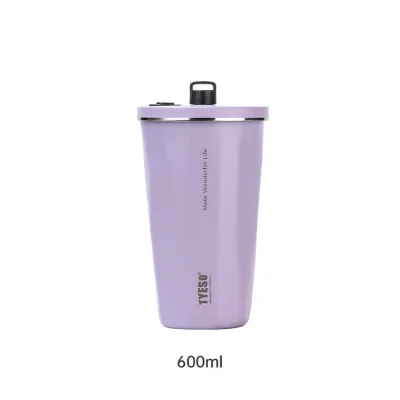 Tyeso 600ml Straw Cup Thermal Tumbler Flask Coffee Cup Thermal Vacuum Stainless Steel Cup Car Cup