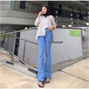 Celana Jeans Cutbray Loose Anti Ngatung Melar Tebal Celana Cutbray Jeans Wanita Terbaru