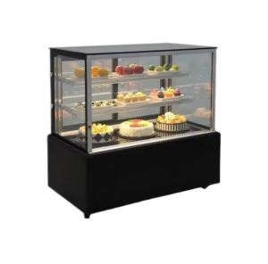 ตู้โชว์เค้กแก้วสี่เหลี่ยม Chiller เบเกอรี่จอแสดงผลตู้แช่เย็นตู้แช่เย็น