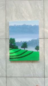 Lukisan Kanvas Hiasan Pajangan Dekorasi Dinding Motif Sawah Hijau