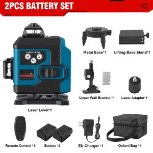 （free gift）16 Lines 4D Laser Level With 3 Battery Self-Leveling 360 Horizontal And Vertical Cross Super Powerful Green Laser Level