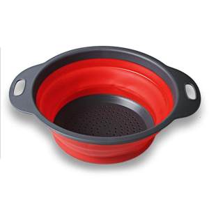 【Fans Tone】Creative Silicone Round Folding Vegetable Fruits Washing Drain Basket Colander Strainer Collapsible Drainer Kitchen Tool