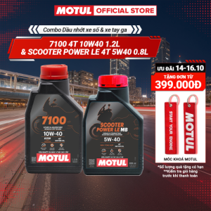 Combo Dầu nhớt xe máy MOTUL 7100 4T 10W40 1.2L và xe tay ga Scooter Power LE 4T 5W40 0.8L