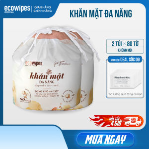 Khăn mặt khô đa năng cao cấp EcoWipes cuộn 80 tờ không mùi size khăn 20x20cm siêu tiết kiệm