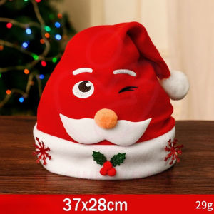 Lucky Star.my Christmas Hat Santa Antler Red Non Woven Plush Trim Costume Cap For Kids Adults Party Gift