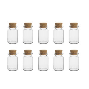 Polocat 10Pcs 5-20ml Mini Clear Glass Bottles with Cork Stopper Spice Message Vials Wish Bottles DIY Drifting Empty Tiny Jars Decoration
