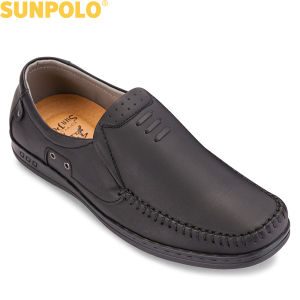 Giày mọi nam da bò SUNPOLO LS2098 (Đen) Phiên bản mới cải tiến đế giày