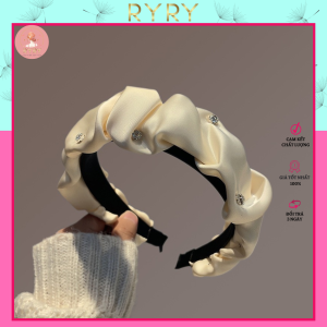 Cài tóc băng đô đính chữ dún bèo dính đá phong cách Hàn quốc dễ thương