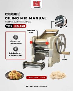 OSSEL Giling Mie Manual Gilingan Mie Manual Alat Pembuat Mie Laker Bearing Roller Stainless Steel OS-150 OSSEL