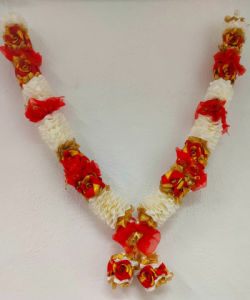 20 Inch Artificial Flower Garland with Ribbon Mala for God Idols & Photo Frames | Pooja Diwali & Hindu Festivals | Pack of 1