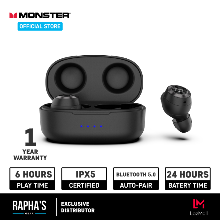 MONSTER Achieve 100 Airlinks Bluetooth Wireless Earbuds (Black) RAPHA