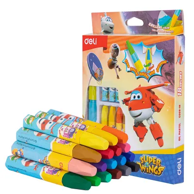 Bút sáp dầu Deli 12 /18 /24 màu Super Wings kèm cán nhựa C009-12 /18/24