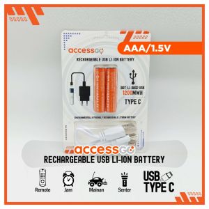 Baterai Cas Isi Ulang 1.5V AA 3200MWH AAA 1200MWH Fast Charging USB Type-C Rechargeable PREMIUM BATTERY