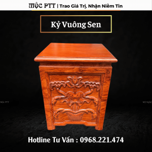 Kỷ vuông  đế bát hương mẫu hoa Sen cao 16 18 20 cm trang trí nhà cửa  phòng thờ