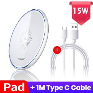 Essager 15W Qi Wireless Charger Fast Wireless Charging For iPhone 11 Pro X XR Max 8 Xiaomi mi 10 Samsung s20 (Including 1Meter Type C Cable )