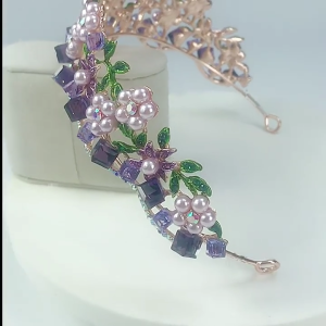 Sparkling Flower Crown with Rhinestones Delicate Garden Style Diamond Studded Floral Crown for Evening Event Gatherings