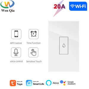 WenQia Công Tắc Máy Nước Nóng WiFi Công Tắc Treo Tường Thông Minh Tuya Với Tấm Kính Cường Lực Công Tắc Điều Hòa Công Suất Cao 1 Chiều 20A 4400W Hoạt Động Với Alexa/Tmall Genie