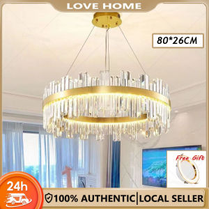 80cm light luxury crystal pendant light modern and simple living room light high-end feeling hall main light dining room light