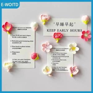 【E-WOITD】 12pcs Creative Whiteboard Cartoon Magnetic Sticker Fridge Magnet Pink Flower Resin Decorative Refrigerator Magnets