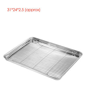 Premium Stainless Steel Oven Baking Tray Removable Cooling Rack Set Plate BBQ Tray Baking Pan Dish Grill Mesh Kitchen Tool
