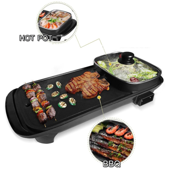 2in1 electric Korean Samgyupsal BBQ grill and hotpot for Shabu